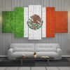 Mexico Mosaics Flag - Abstract 5 Panel Canvas Art Wall Decor