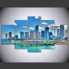 Miami Florida Cityscape Downtown - Nature 5 Panel Canvas Art Wall Decor