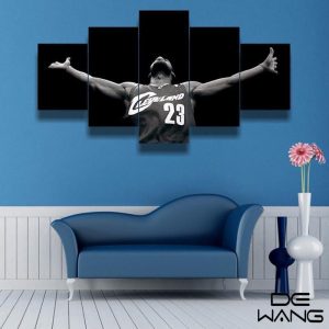 Miami Heat Lebron James Poster 3 Basketball - 5 Panel Canvas Art Wall Decor