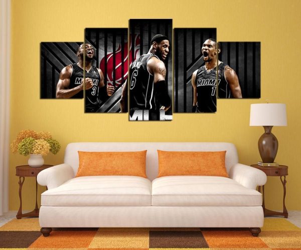 Miami Heat Player Team Sport - 5 Panel Canvas Art Wall Decor