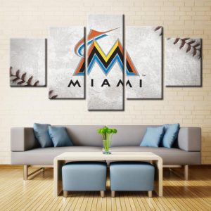 Miami Marlins Sports Team Baseball - Sport 5 Panel Canvas Art Wall Decor