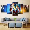 Miami Marlins Sports Team - Abstract 5 Panel Canvas Art Wall Decor