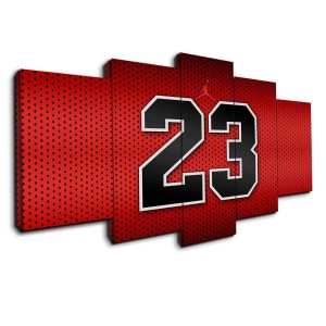 Michael Jordan Red 23 Basketball - 5 Panel Canvas Art Wall Decor