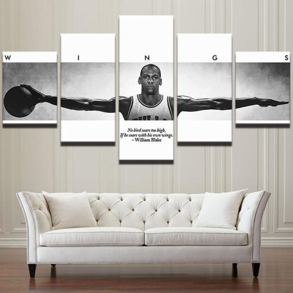 Michael Jordan Wings Quote Celebrity - 5 Panel Canvas Art Wall Decor