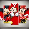 Mickey Mouse Mickey Giving Flowers To Minnie Cartoon - 5 Panel Canvas Art Wall Decor