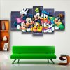 Mickey Pluto Donald Daisy Goofy Cartoon - 5 Panel Canvas Art Wall Decor