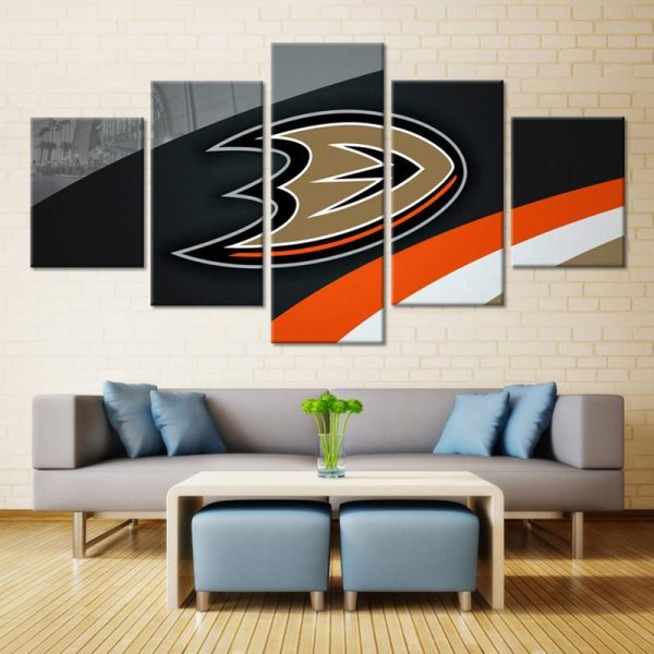 Mighty Ducks Nhl Team Classic - Sport 5 Panel Canvas Art Wall Decor