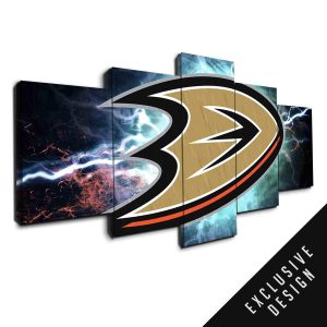 Mighty Ducks Nhl Team Thunderbolt - Sport 5 Panel Canvas Art Wall Decor