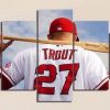 Mike Trout 27 Of Los Angeles Angels Team Baseball - 5 Panel Canvas Art Wall Decor