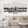 Military Aircraft Black & White - Airplane 5 Panel Canvas Art Wall Decor