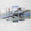 Military Fighter Bomber Aircraft Vintage - Aircraft 5 Panel Canvas Art Wall Decor