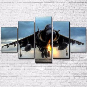 Military Jet Aircraft Airplane - Aircraft 5 Panel Canvas Art Wall Decor