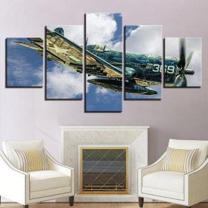 Military Jet Aircraft Vintage 01 - Aircraft 5 Panel Canvas Art Wall Decor