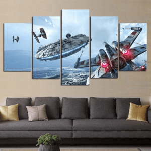 Millennium Falcon X-wing Star Wars 1 Movie - 5 Panel Canvas Art Wall Decor