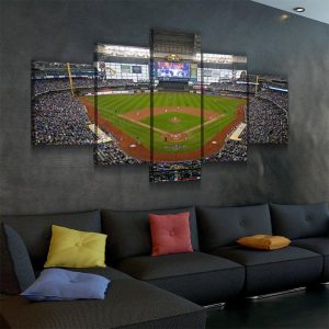 Miller Park Milwaukee Brewers 1 Baseball - 5 Panel Canvas Art Wall Decor