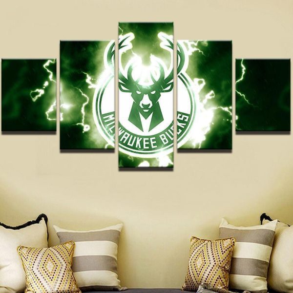 Milwaukee Bucks NBA Basketball - 5 Panel Canvas Art Wall Decor