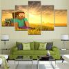 Minecraft Stunning Sunset Gaming - 5 Panel Canvas Art Wall Decor