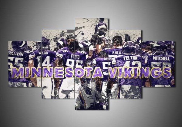 Minnesota Vikings 1 - Sport 5 Panel Canvas Art Wall Decor