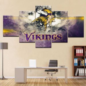 Minnesota Vikings Logo Football - 5 Panel Canvas Art Wall Decor