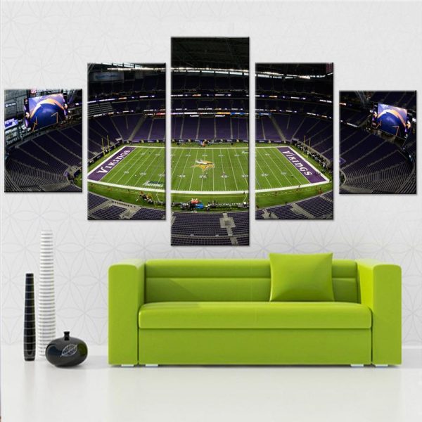 Minnesota Vikings Stadium Sport - 5 Panel Canvas Art Wall Decor