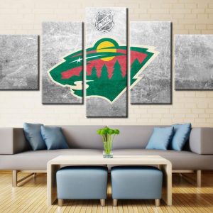 Minnesota Wild Logo 1 Ice Hockey - 5 Panel Canvas Art Wall Decor