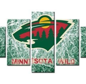 Minnesota Wild Nhl Team Ice Rink - Sport 5 Panel Canvas Art Wall Decor