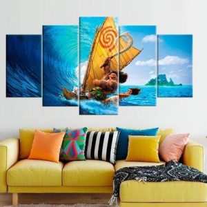 Moana Modern 2 - Cartoon 5 Panel Canvas Art Wall Decor