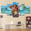 Moana and Brave Maui Disney - 5 Panel Canvas Art Wall Decor