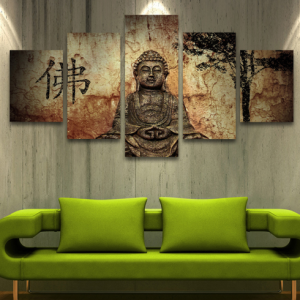 Modern Buddha - Abstract 5 Panel Canvas Art Wall Decor