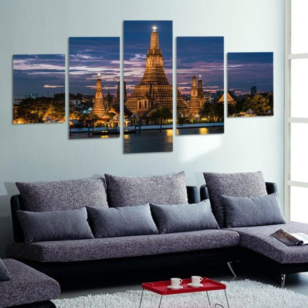 Modern City Life - Nature 5 Panel Canvas Art Wall Decor