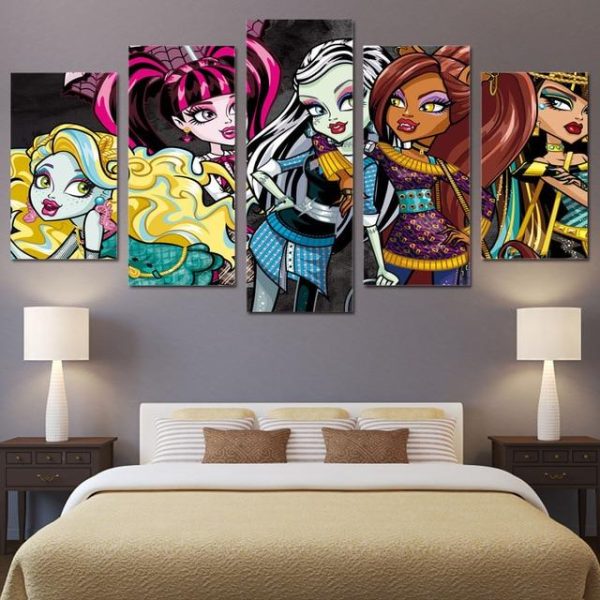 Monster High - Cartoon 5 Panel Canvas Art Wall Decor