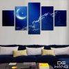 Moon At Night Sky - Space 5 Panel Canvas Art Wall Decor