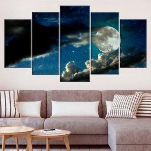 Moon Giclee - Nature 5 Panel Canvas Art Wall Decor