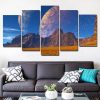 Moon Shadow And Mountain - Nature 5 Panel Canvas Art Wall Decor