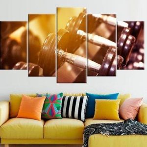 Motivation Crossfit Barbell Workout Gym Bodybuilding - Sport 5 Panel Canvas Art Wall Decor