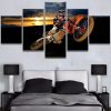 Motocross Car In The Sunset Sport - 5 Panel Canvas Art Wall Decor