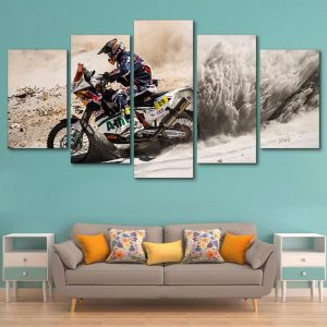 Motocross Motorcycle - Automative 5 Panel Canvas Art Wall Decor