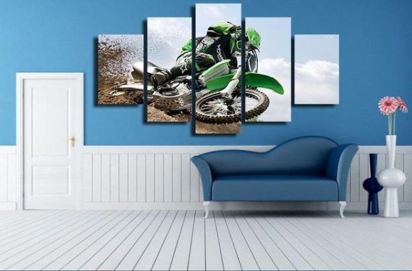 Motocross Racing - Sport 5 Panel Canvas Art Wall Decor