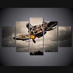 Motocross Supercross Dirt Bike Riders - Sport 5 Panel Canvas Art Wall Decor