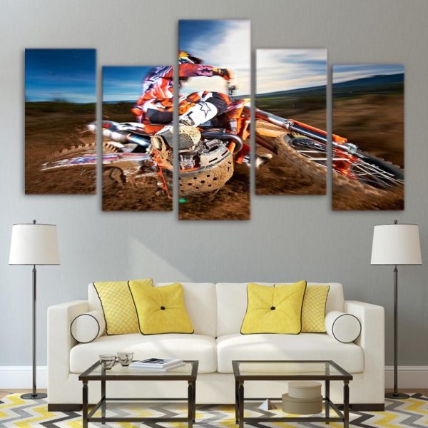 Motocross - Automative 5 Panel Canvas Art Wall Decor