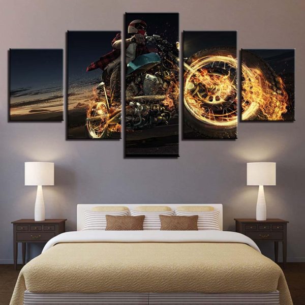 Motorcycle 16 - Automative 5 Panel Canvas Art Wall Decor