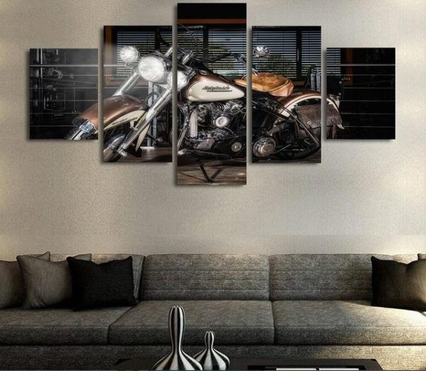 Motorcycle Chopper 1 - Automative 5 Panel Canvas Art Wall Decor