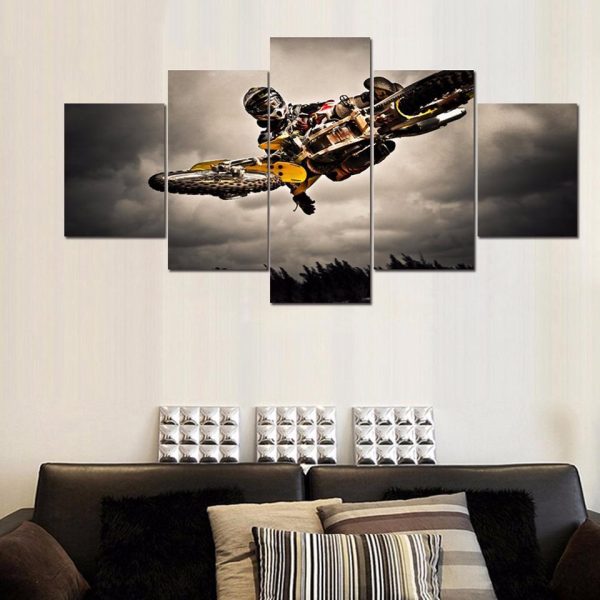 Motorcycle Race - Automative 5 Panel Canvas Art Wall Decor