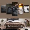 Motorcycle and Smoke - Automative 5 Panel Canvas Art Wall Decor