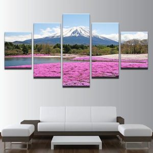 Mount Fuji Japan - Nature 5 Panel Canvas Art Wall Decor