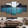 Mountain And Blue Sea Water - Space 5 Panel Canvas Art Wall Decor