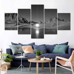 Mountain And Lake 32 - Nature 5 Panel Canvas Art Wall Decor