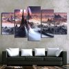 Mountain And Planet - Abstract Nature 5 Panel Canvas Art Wall Decor