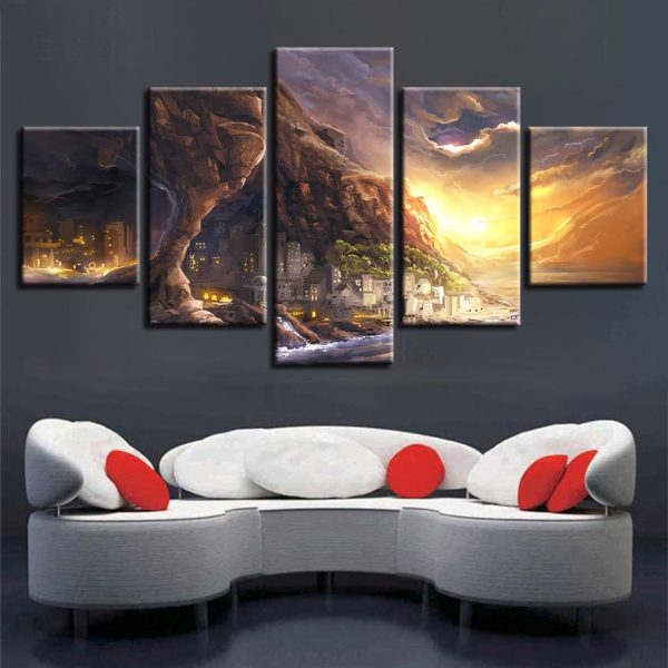 Mountain Sunset 5 - Nature 5 Panel Canvas Art Wall Decor