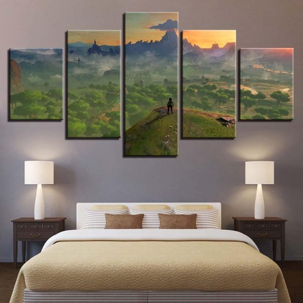 Mountain Tree 13 - Nature 5 Panel Canvas Art Wall Decor